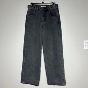 MOTEL Denim 90s Wide Leg‎ Black Jeans Women's Medium Streetwear High-Rise Waist
